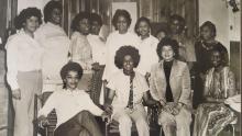 Founding members of the National Black Nurses Association Sitting: Phyllis Jenkins, Lauranne Sams, Betty Smith Williams and Ethelrine Shaw. Standing: Gloria Rookard, Betty Jo Davidson, Mary Harper, Doris Wilson, Mattiedna K. Johnson, Phyllis Davis, Mattie Watkins, and Florrie Jefferson.